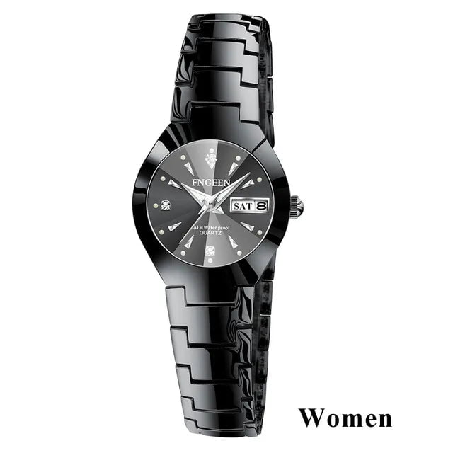 Storazone W black 2024 FNGEEN 5808 Relogio Feminino Couple Watch Men Quartz watch for Lovers Luxury Womens wristwatch Stainless Steel Waterproof