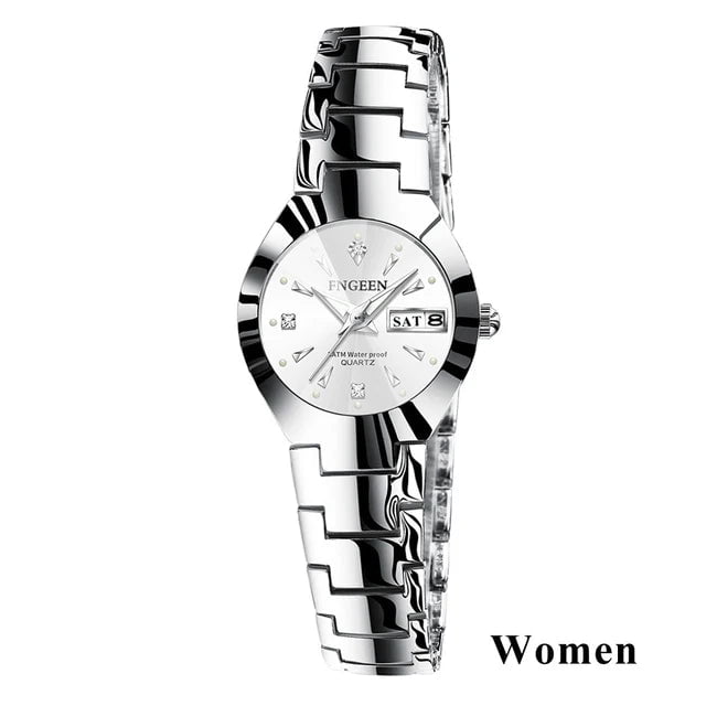 Storazone W silver 2024 FNGEEN 5808 Relogio Feminino Couple Watch Men Quartz watch for Lovers Luxury Womens wristwatch Stainless Steel Waterproof
