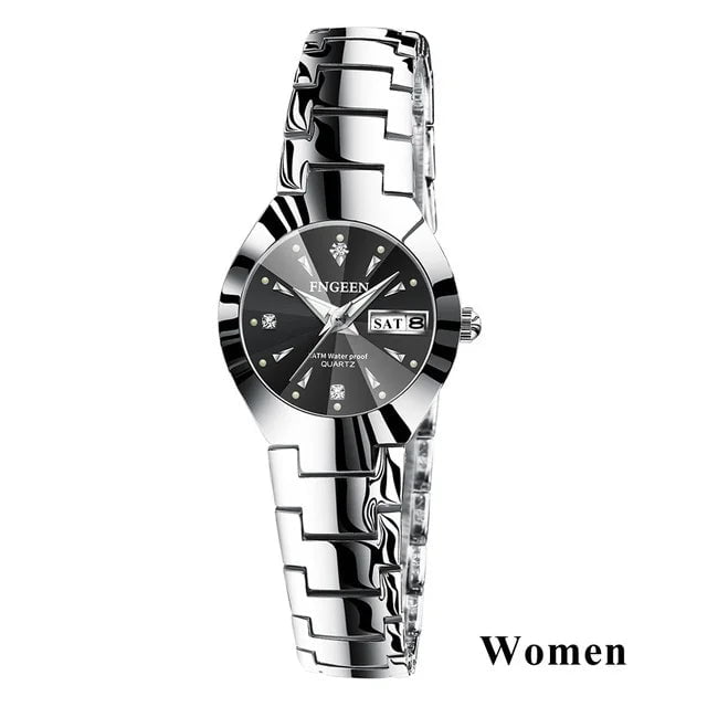 Storazone W silver black 2024 FNGEEN 5808 Relogio Feminino Couple Watch Men Quartz watch for Lovers Luxury Womens wristwatch Stainless Steel Waterproof