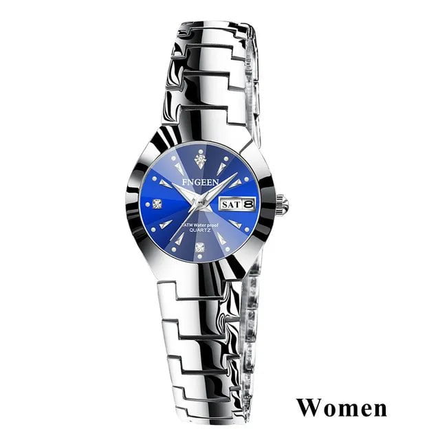 Storazone W silver blue 2024 FNGEEN 5808 Relogio Feminino Couple Watch Men Quartz watch for Lovers Luxury Womens wristwatch Stainless Steel Waterproof