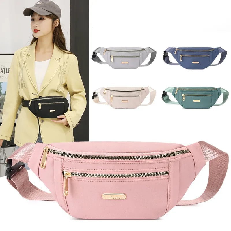 Storazone Waist Bags for Women Oxford Leisure Color Waist Bag Shoulder Crossbody Chest Bags Handbags All-match Messenger Belt Bags
