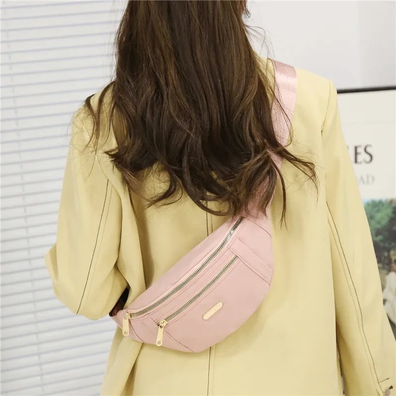 Storazone Waist Bags for Women Oxford Leisure Color Waist Bag Shoulder Crossbody Chest Bags Handbags All-match Messenger Belt Bags