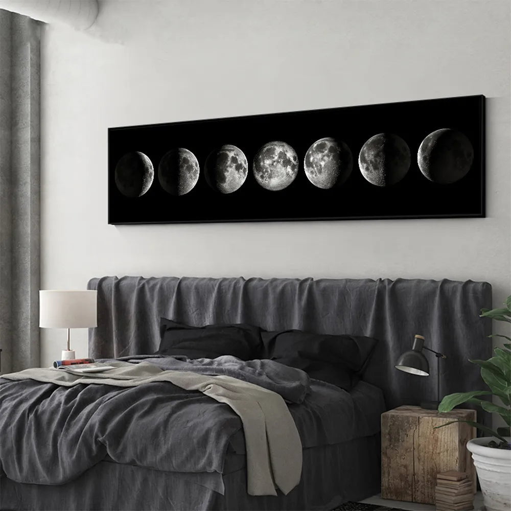 Storazone Wall Art Moon Phase Black White Posters Aesthetic Canvas Art Prints Abstract Painting Wall Picture for Living Room Home Decor