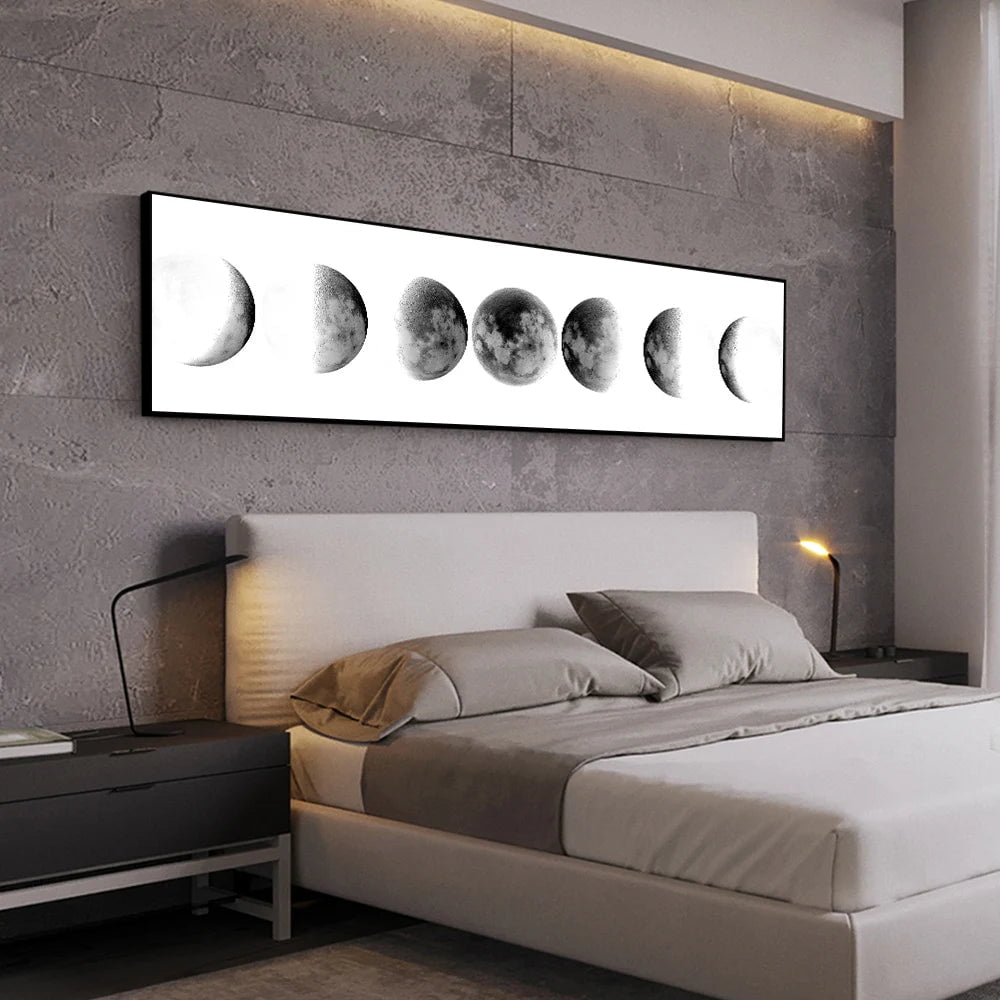 Storazone Wall Art Moon Phase Black White Posters Aesthetic Canvas Art Prints Abstract Painting Wall Picture for Living Room Home Decor