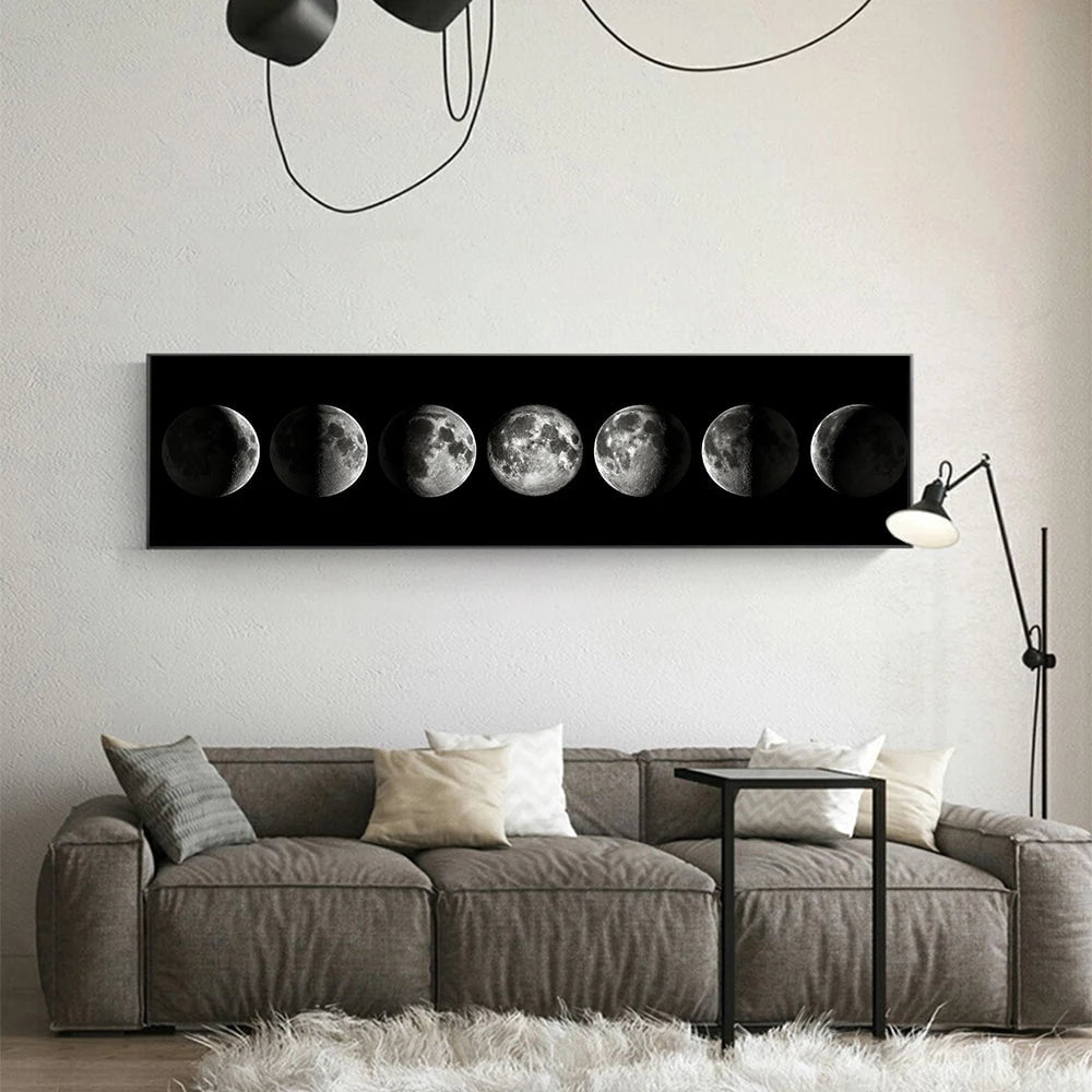 Storazone Wall Art Moon Phase Black White Posters Aesthetic Canvas Art Prints Abstract Painting Wall Picture for Living Room Home Decor