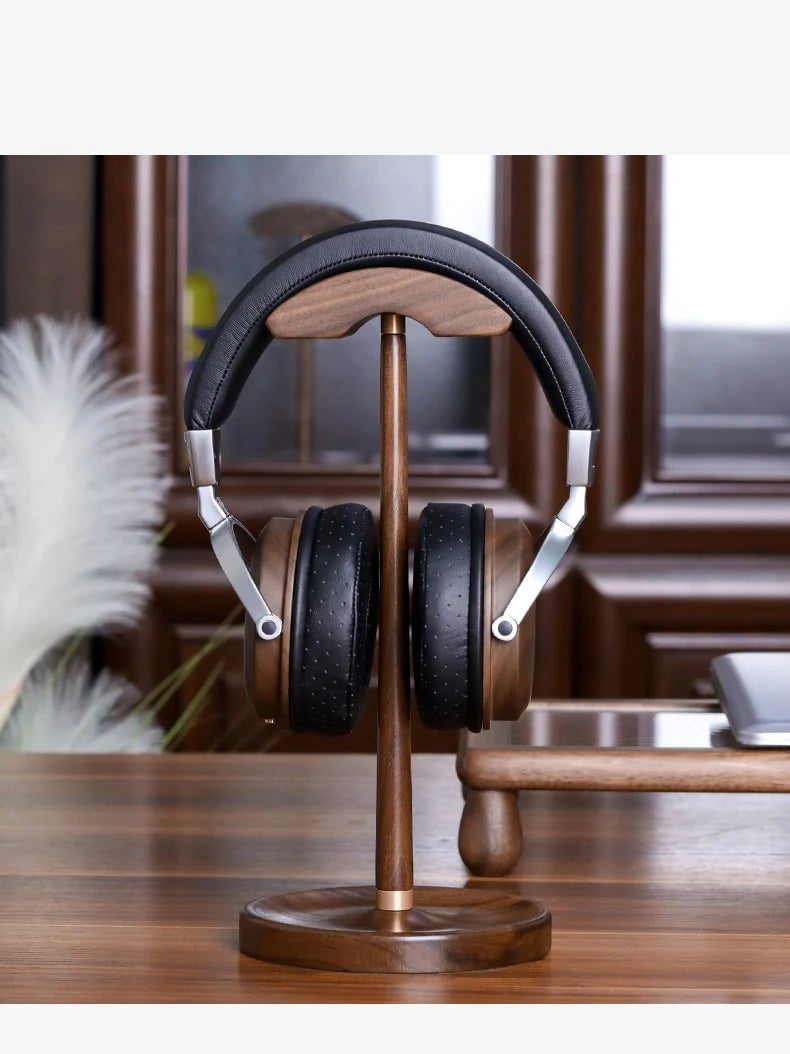 Storazone Walnut wood headphone holder minimalist style earphone hanger Solid wood earphone storage rack