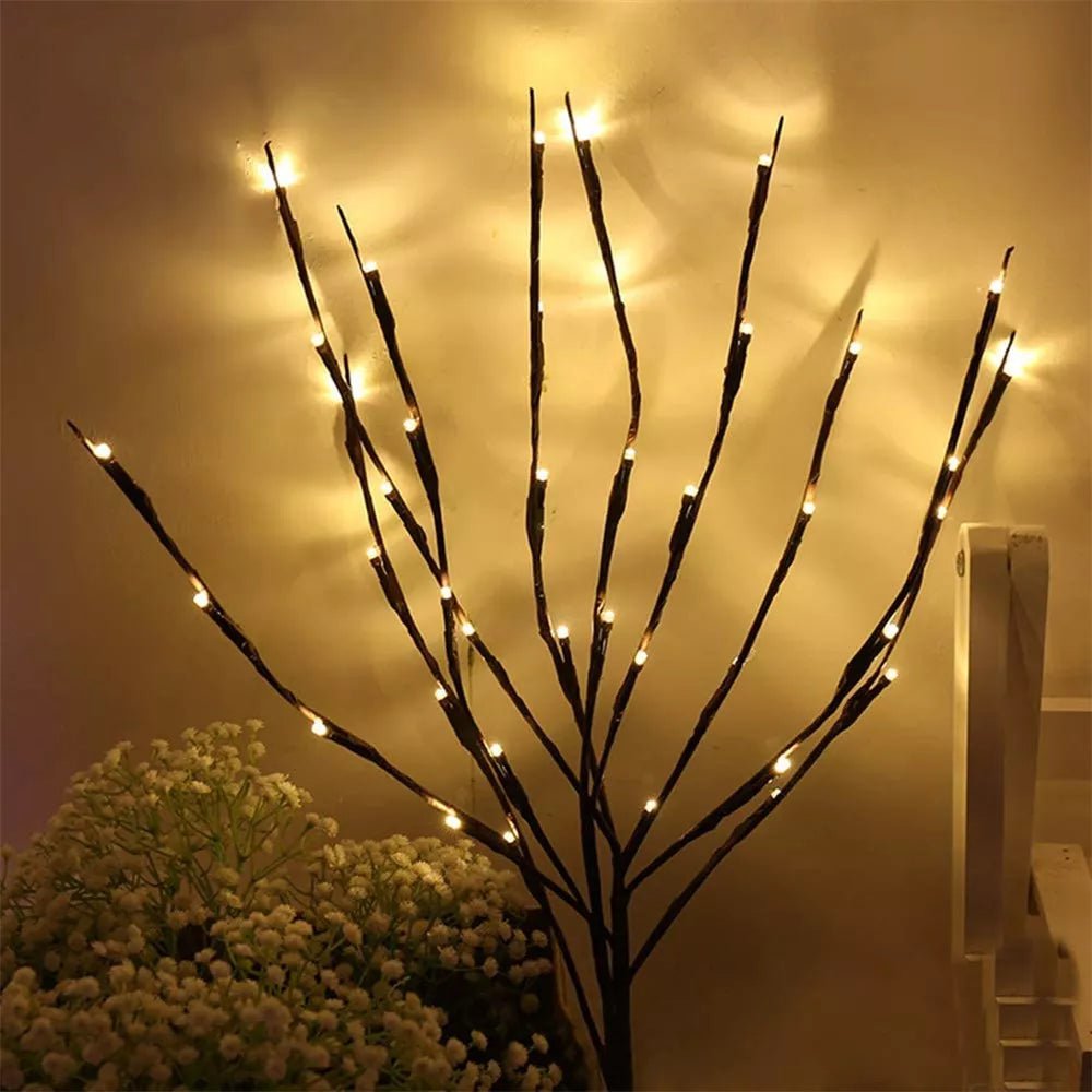 Storazone Warm white / 20leds Branch Lights 108 LED Silver Wire Desk Bonsai Tree Light 8 Modes DIY Artificial Tree Branch Night Light Battery USB Operated For Bedroom Xmas