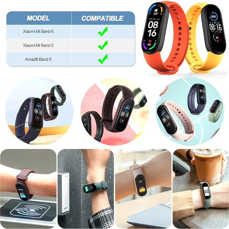 Storazone Watchbands for Xiaomi Mi Band 7 bracelet silicone wrist Miband 5 6 NFC Replacement pulsera Sport correa mi band 7 6 3 4 5 strap