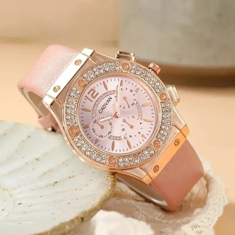 Storazone Watches Set Luxury Rhinestone Women Fashion Elegant Wristwatch Quartz Watch For Girl Ladies Clock Relogio Feminino