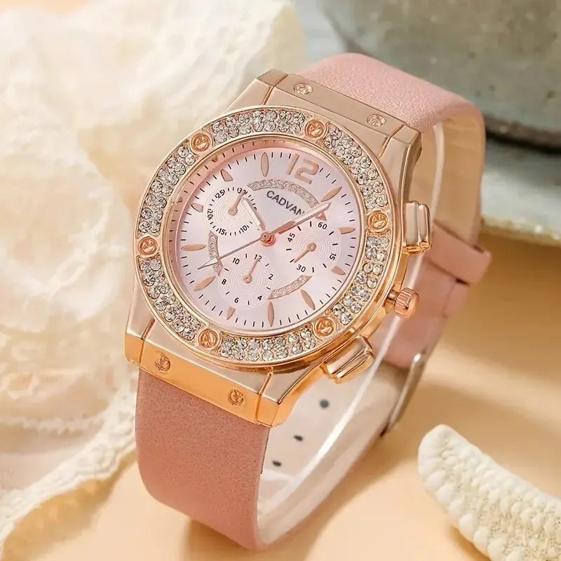 Storazone Watches Set Luxury Rhinestone Women Fashion Elegant Wristwatch Quartz Watch For Girl Ladies Clock Relogio Feminino