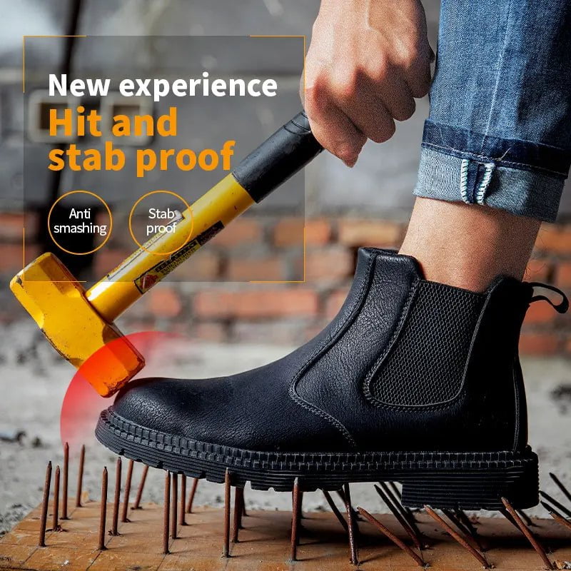 Storazone Water Proof Safety Work Shoes For Men Steel Head Leather Boots Male Footwear Indestructible Construction Work Shoes Brown