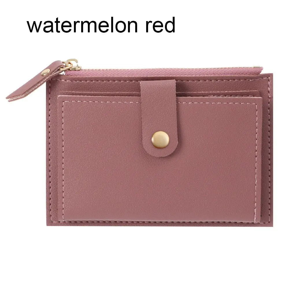 Storazone watermelon red Cute Fashion PU Leather Mini Coin Purse Women Solid Color Credit Card Holder Bags Small Wallet Money Bag Purse Card Holder