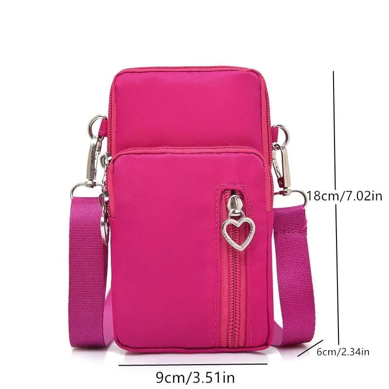 Storazone Waterproof Mobile Phone Bag Women's Mini Oxford Crossbody Bag Daily Multi-layer Zipper Purse Casual Outdoor Travel Nylon Bag