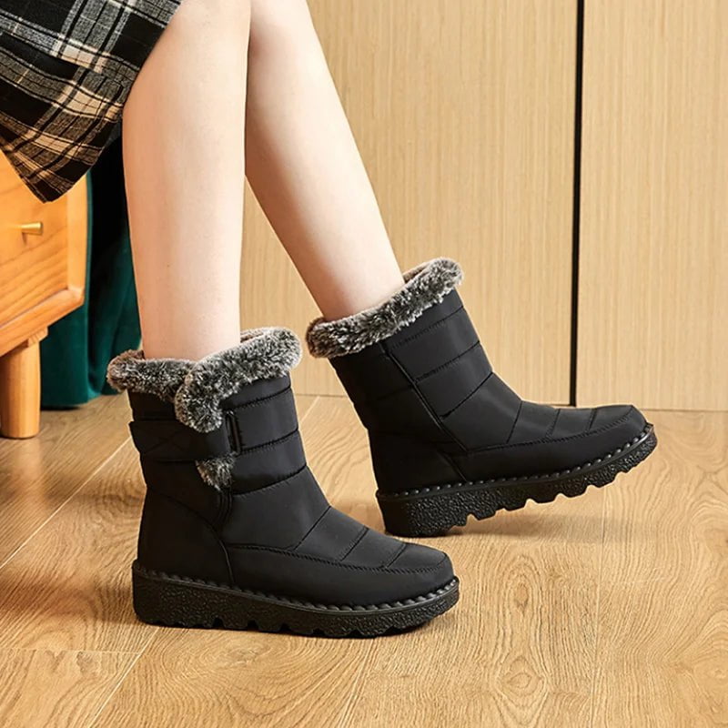 Storazone Waterproof Winter Boots for Women 2023 New Faux Fur Long Plush Snow Boots Woman Platform Ankle Boots Warm Cotton Couples Shoes