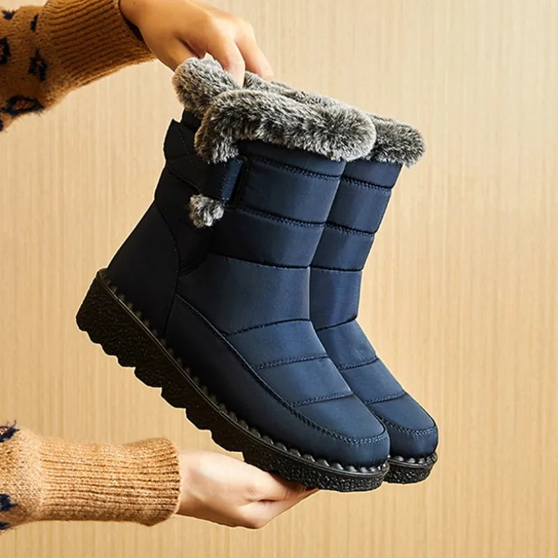 Storazone Waterproof Winter Boots for Women 2023 New Faux Fur Long Plush Snow Boots Woman Platform Ankle Boots Warm Cotton Couples Shoes