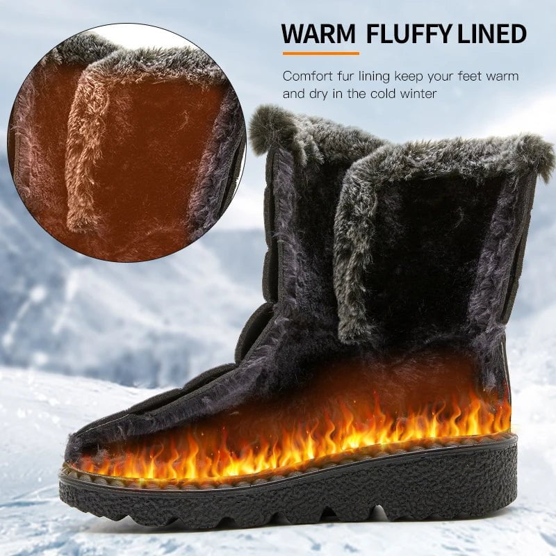 Storazone Waterproof Winter Boots for Women 2023 New Faux Fur Long Plush Snow Boots Woman Platform Ankle Boots Warm Cotton Couples Shoes