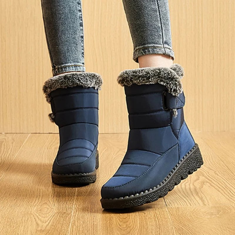 Storazone Waterproof Winter Boots for Women 2023 New Faux Fur Long Plush Snow Boots Woman Platform Ankle Boots Warm Cotton Couples Shoes