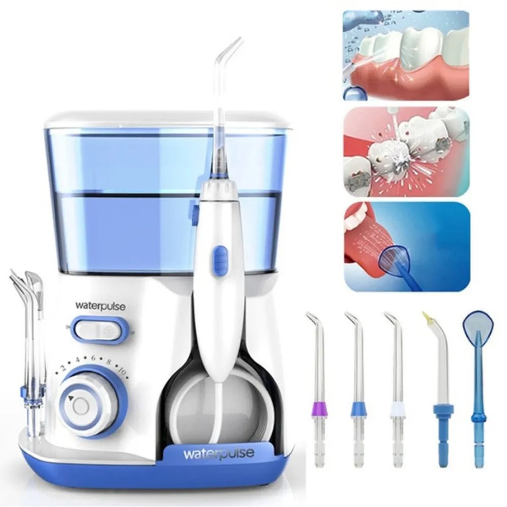 Storazone Waterpulse V300G Oral Irrigator 5pcs Tips Dental Water Flosser Electric Cleaner 800ml Oral Hygiene Dental Flosser For Oral Care