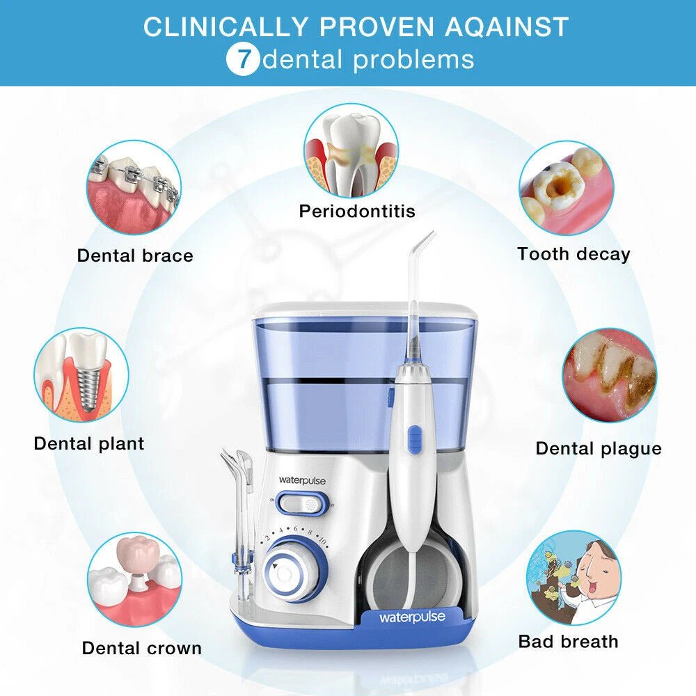 Storazone Waterpulse V300G Oral Irrigator 5pcs Tips Dental Water Flosser Electric Cleaner 800ml Oral Hygiene Dental Flosser For Oral Care