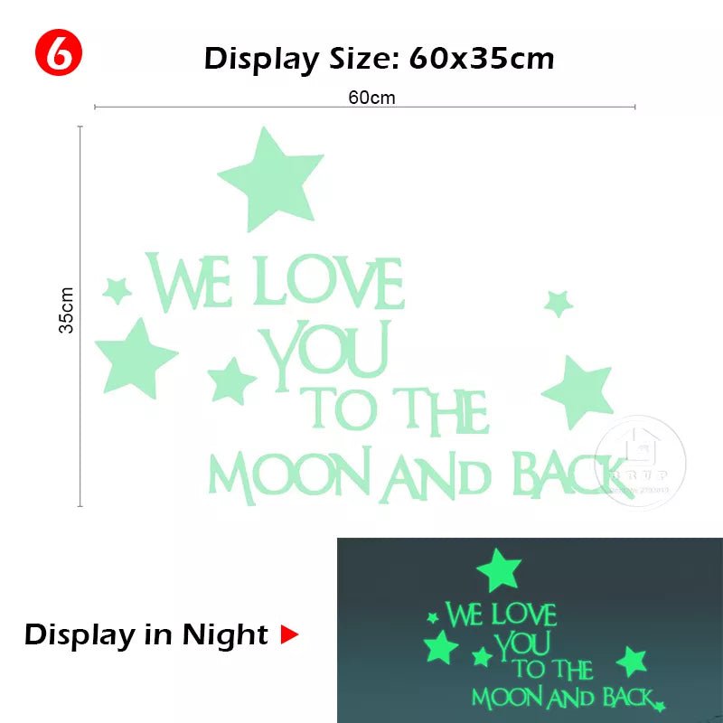 Storazone We love you Luminous Moon and Stars Wall Stickers for Kids Room Baby Nursery Home Decoration Wall Decals Glow in the Dark Bedroom Ceiling