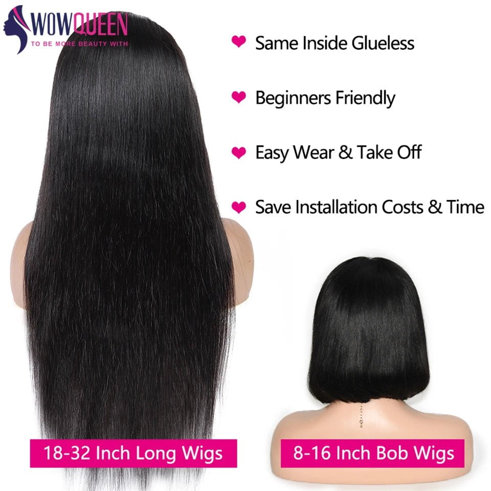 Storazone Wear And Go Bob Wig Glueless Wig Human Hair Ready To Wear Straight Bob Hair Wig Human Hair 30 Inch Pre Cut Lace 4x4 Closure Wig