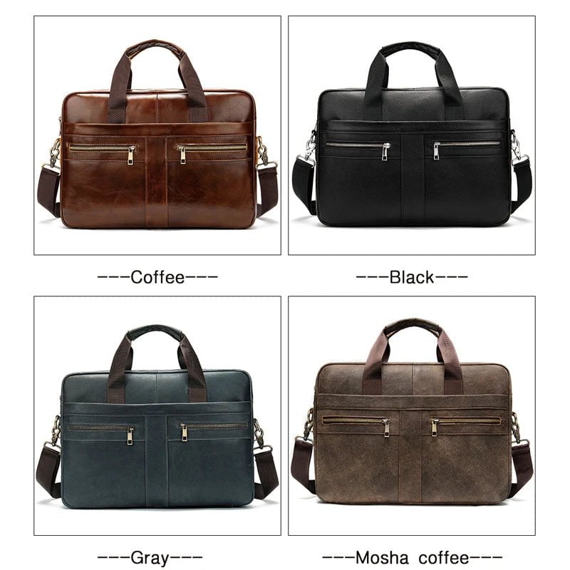 Storazone WESTAL Bag men's Genuine Leather briefcase Male man laptop bag natural Leather for men Messenger bags men's briefcases 2019