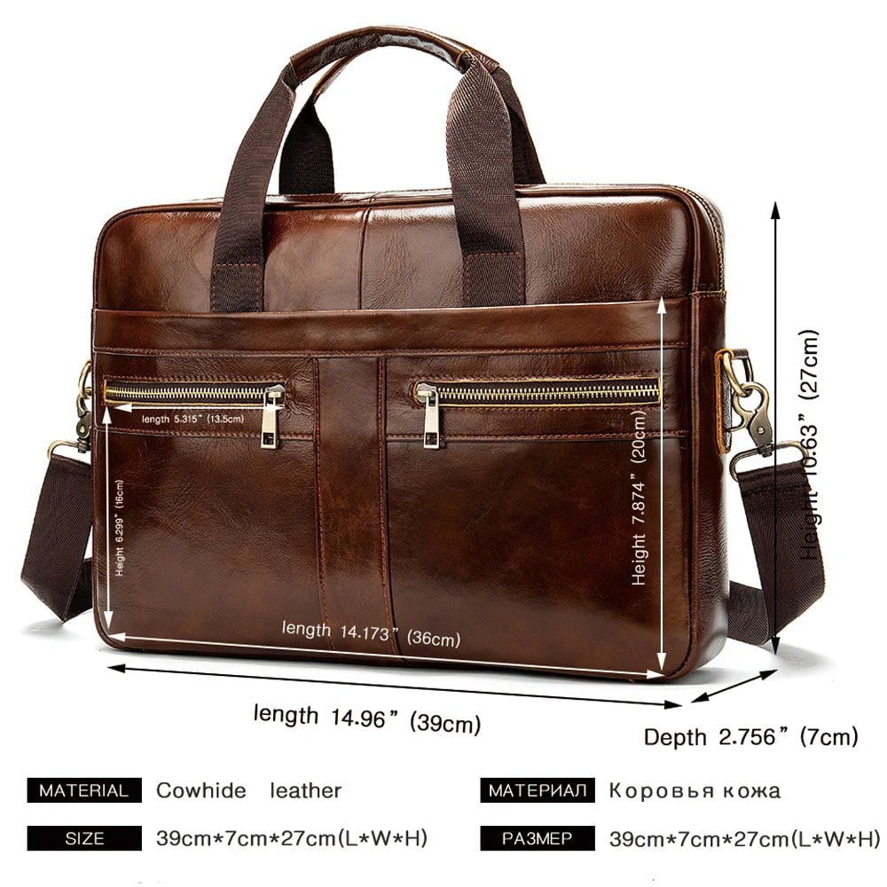 Storazone WESTAL Bag men's Genuine Leather briefcase Male man laptop bag natural Leather for men Messenger bags men's briefcases 2019