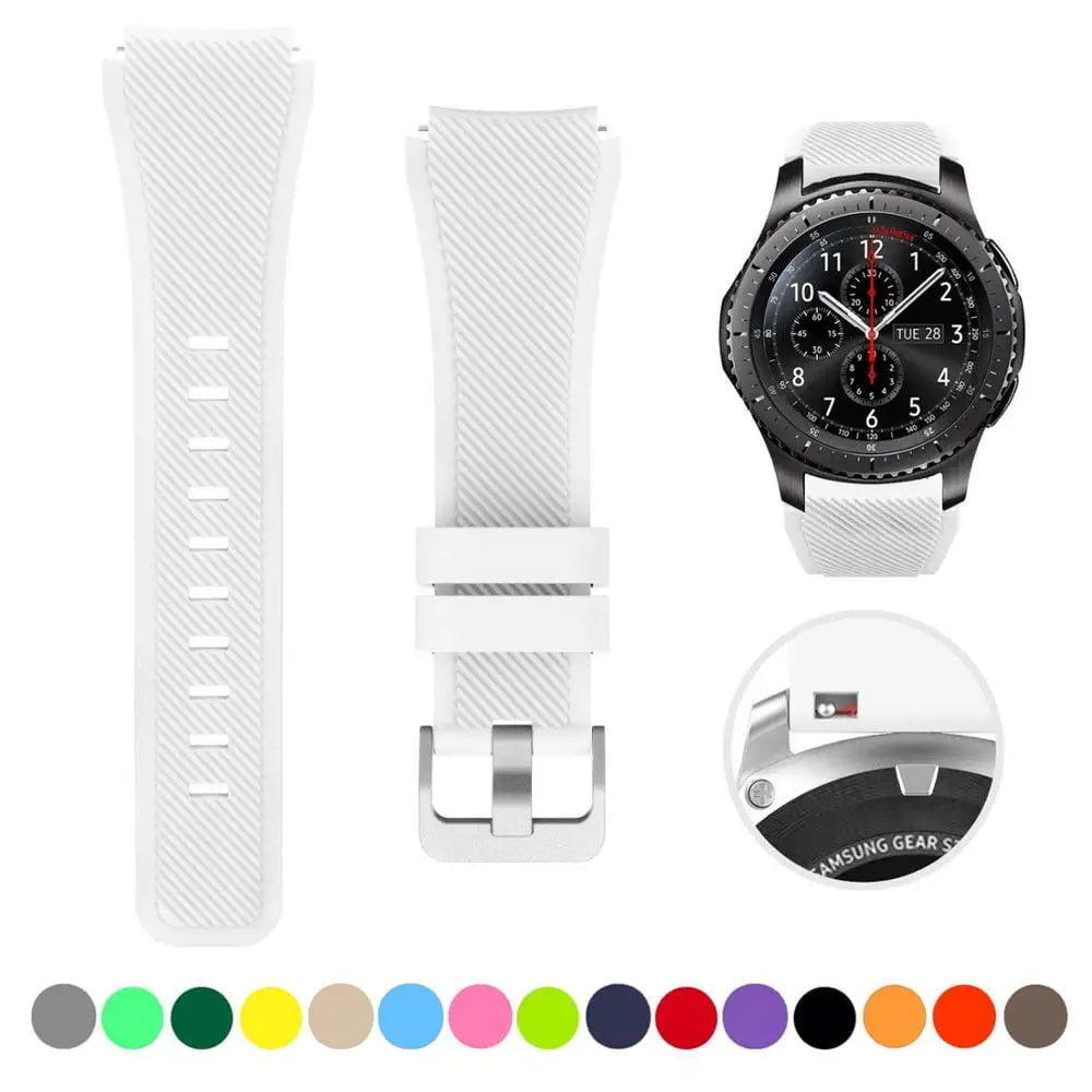 Storazone white 1 / 22mm / CHINA 20mm 22mm Strap For Samsung galaxy watch4 44mm/40mm 5 pro active 2 Gear s3 Silicone Correa bracelet Huawei Watch gt2/3/2e band