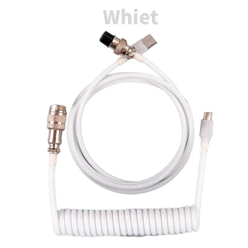 Storazone White / 1.8M-3M 3M Type C Mechanical Keyboard Coiled Cable USB Keyboard Wire Mechanical Keyboard Aviator Desktop Computer Aviation Connector
