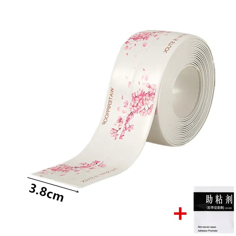 Storazone White 1-Cherry blos / 100CM For Bathroom Kitchen Accessories Shower Bath Sealing Strip Tape Caulk Strip Self Adhesive Waterproof Wall Sticker Sink Edge Tape