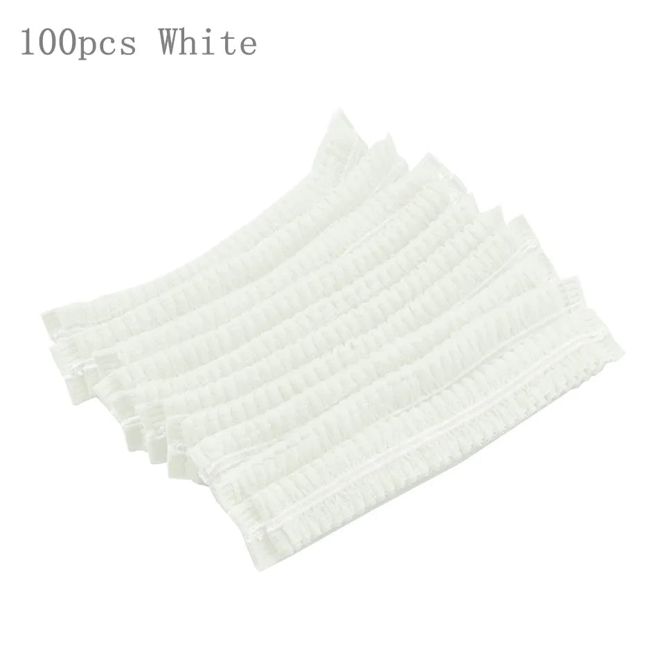 Storazone White 100pcs 50/100pcs Disposable Non Woven Fabric Sterile Hat For Grafting Eyelash Makeup Hair Net Caps SPA Hair Salon Bathroom Supplies