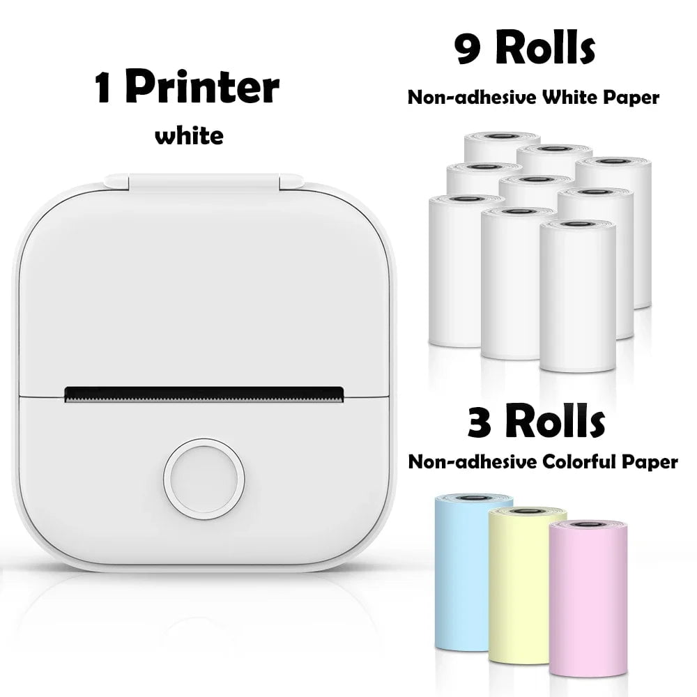 Storazone White-12 Rolls Paper / CN Phomemo T02 Portable Mini Wireless Thermal Pocket Printer Self-adhesive Stickers Use for DIY,Journal Sticker impresora portátil