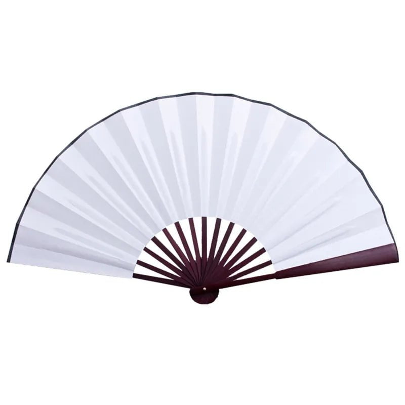 Storazone White / 13 inches 10/13 Inch Folding Fan Hand Silk Cloth DIY Chinese Folding Fan Wooden Bamboo Antiquity Fold Fans DIY Calligraphy Painting Decor