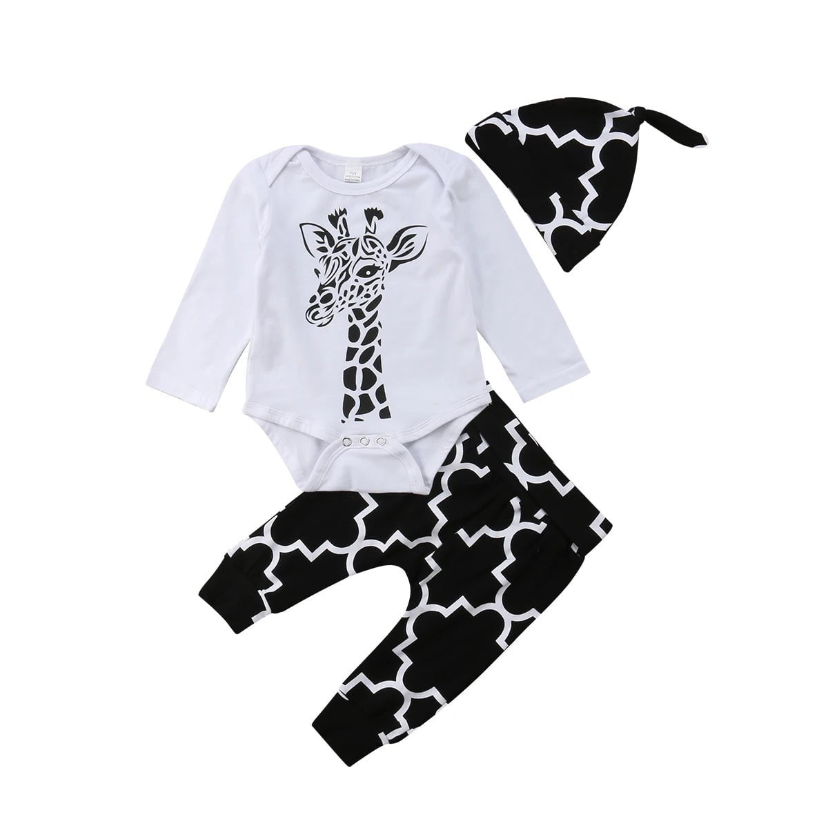 Storazone WHITE / 18M 3pcs  Newborn Baby Boys clothes  Cotton deer long sleeve Romper+ Pants +Hat Outfits Clothes Set