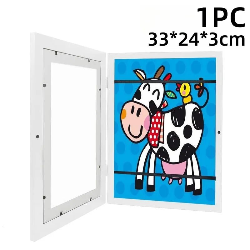 Storazone White 1Pcs Children Art Frames Magnetic Front Opening for Poster Photo Drawing Paintings Pictures Kids Art Pictures Display Frames