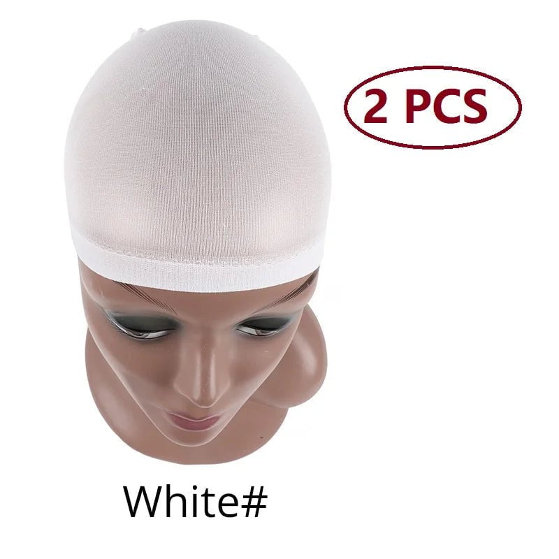 Storazone White 2 pieces Nunify Nude Mesh Net Wig Caps With Closed End For Wigs 2Pcs/Pack Free Size Stocking Cap Red Coffee Black Begie Brown 6 Colors