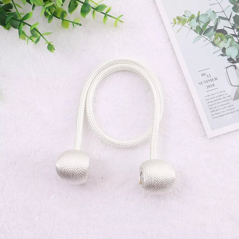 Storazone White / 2pcs Magnetic Ball Curtain Tiebacks Tie Rope Accessory Rods Accessoires Backs Holdbacks Buckle Clips Hook Holder Home Decor