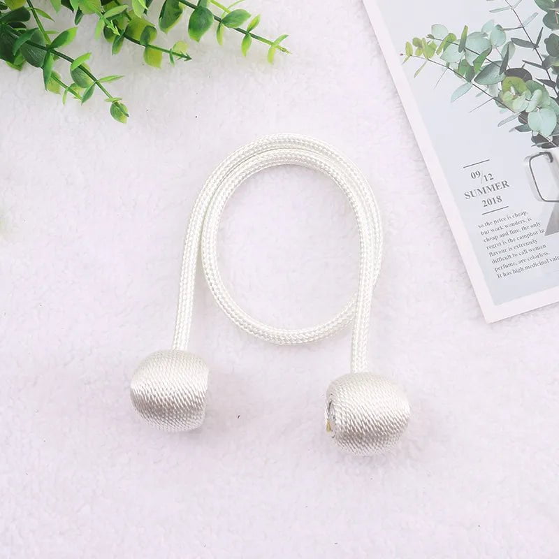 Storazone White / 2pcs Magnetic Ball Curtain Tiebacks Tie Rope Accessory Rods Accessoires Backs Holdbacks Buckle Clips Hook Holder Home Decor