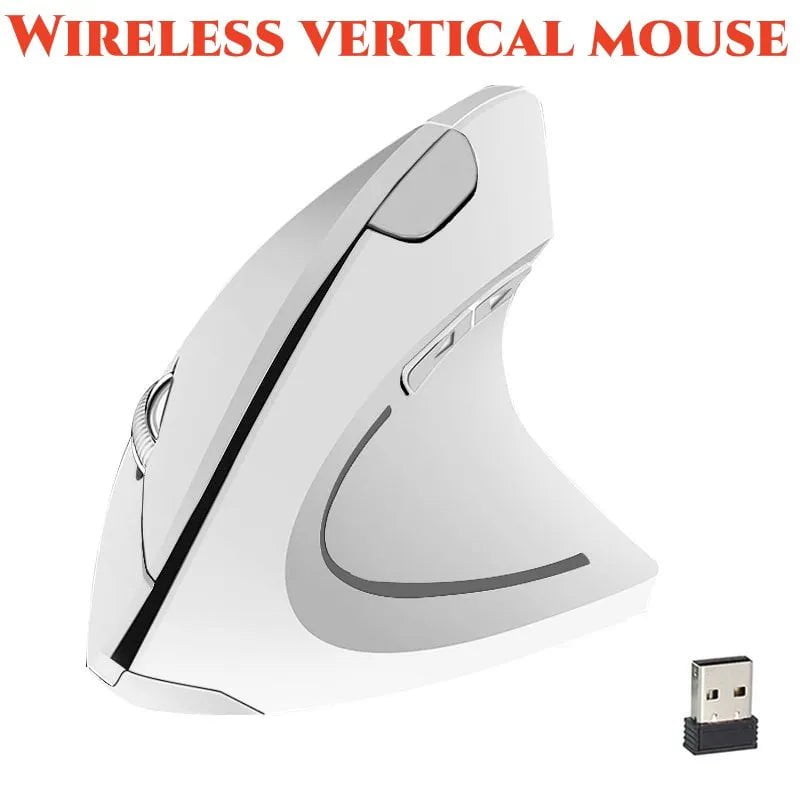 Storazone WHITE 3  DPI 2.4G Wireless  Vertical  Mouse  White /black  6 Buttons  Mouse for Windows/Mac/Chromebook/Linux/Notebook/Laptop/Computer