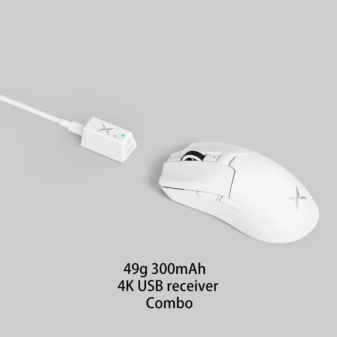 Storazone White 300mAh Combo Delux M800 Ultra Lightweight 49g PAW3395 Wireless Bluetooth Tri-Mode Gaming Mouse 26000DPI 4K Compatible Macro Mice For PC Gamer