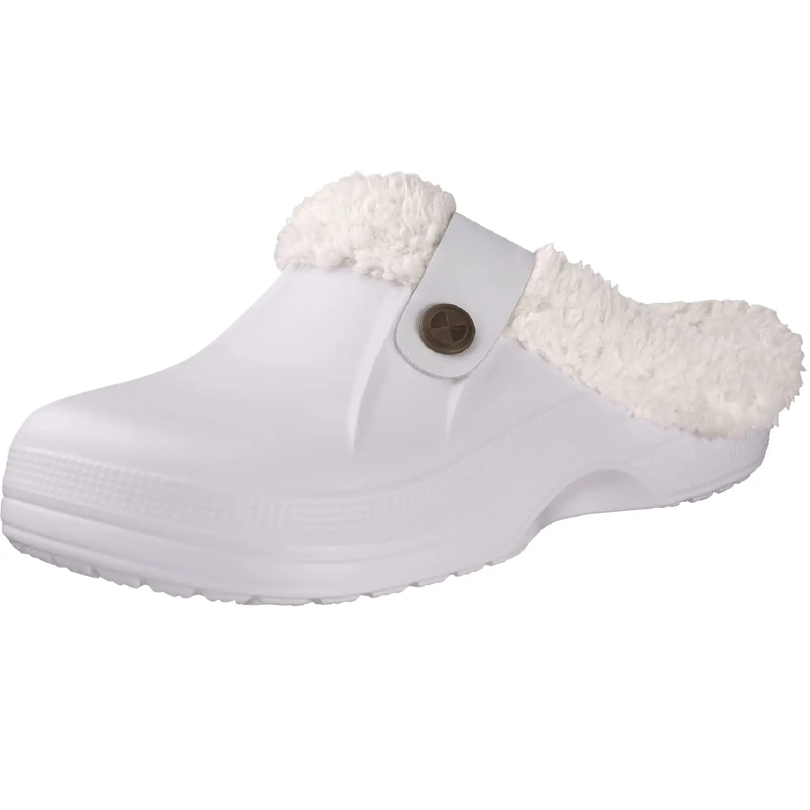 Storazone White / 35-36(8.6-8.8 inch) / CHINA Shevalues Plush Fur Clogs Slippers For Women Men Winter Soft Furry Slippers Waterproof Garden Shoes Multi-Use Indoor Home Shoes