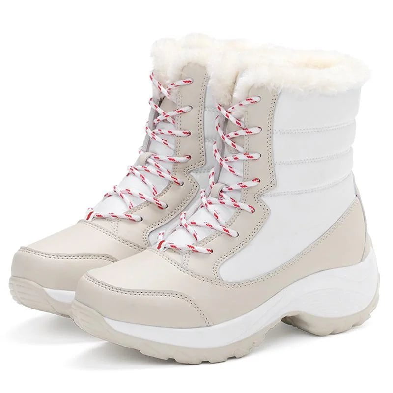 Storazone WHITE / 35 Winter Shoes Waterproof Boots Women Snow Boots Plush Warm Ankle Boots For Women Female Winter Shoes Booties Botas Mujer