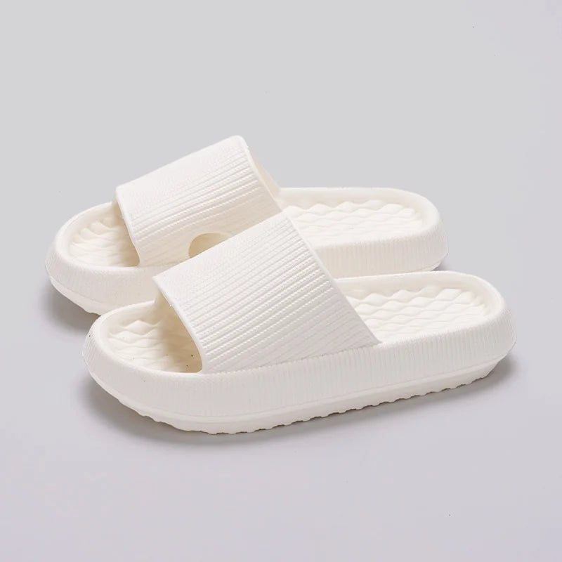 Storazone White / 36-37 Women's Thick Platform Cloud Slippers EVA Soft Sole Pillow Slides Summer Beach Flip Flops Women Non Slip Bathroom Home Slippers