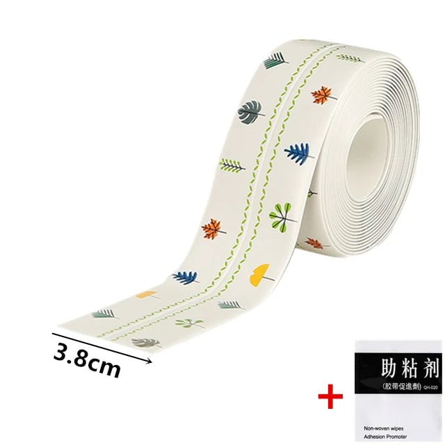 Storazone White 4-color leaf / 100CM For Bathroom Kitchen Accessories Shower Bath Sealing Strip Tape Caulk Strip Self Adhesive Waterproof Wall Sticker Sink Edge Tape