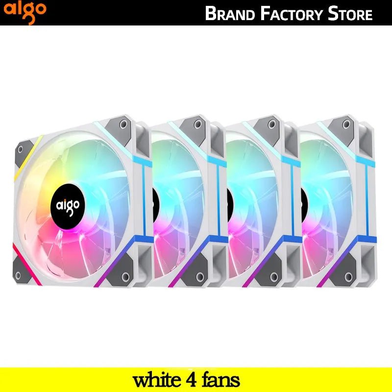 Storazone white 4 fans / white / A-RGB Aigo AM12PRO Rgb Fan Ventoinha PC 120mm Computer Case Fan Kit Water Cooler 4pin PWM CPU Cooling Fans 3pin5v argb 12cm Ventilador