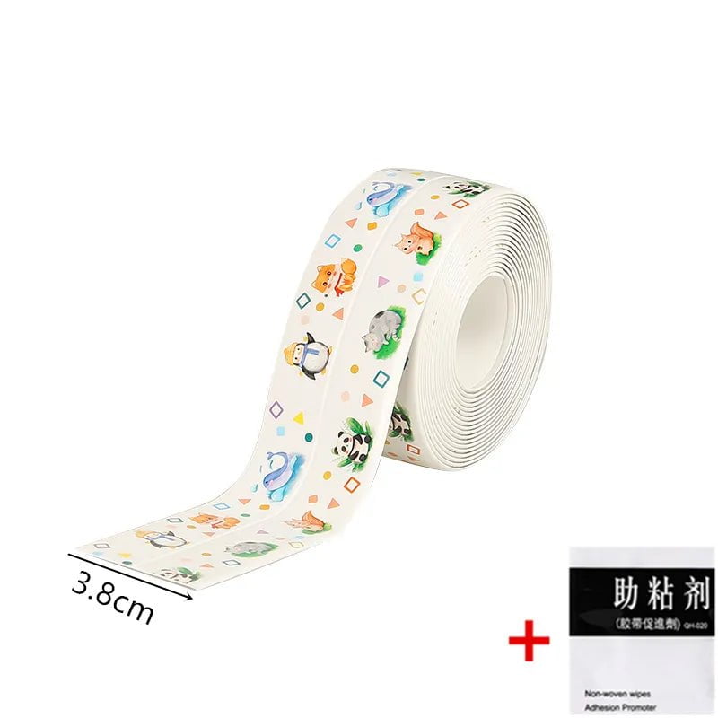 Storazone White 5-animal-1 / 100CM For Bathroom Kitchen Accessories Shower Bath Sealing Strip Tape Caulk Strip Self Adhesive Waterproof Wall Sticker Sink Edge Tape