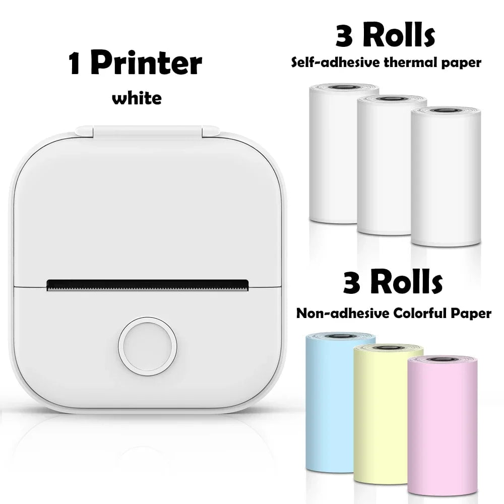 Storazone White-6 Rolls Set 2 / CN Phomemo T02 Portable Mini Wireless Thermal Pocket Printer Self-adhesive Stickers Use for DIY,Journal Sticker impresora portátil