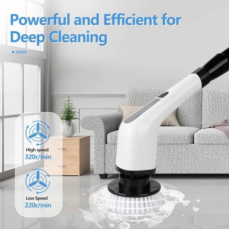 Storazone WHITE 7 In 1 Electric Cleaning Brush Window Wall Cleaner Electric Turbo Scrub Brush Rotating Scrubber Kitchen Bathroom Cleaning Tools