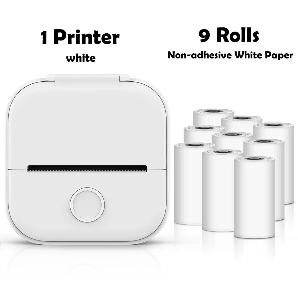 Storazone White-9 Rolls Paper / CN Phomemo T02 Portable Mini Wireless Thermal Pocket Printer Self-adhesive Stickers Use for DIY,Journal Sticker impresora portátil