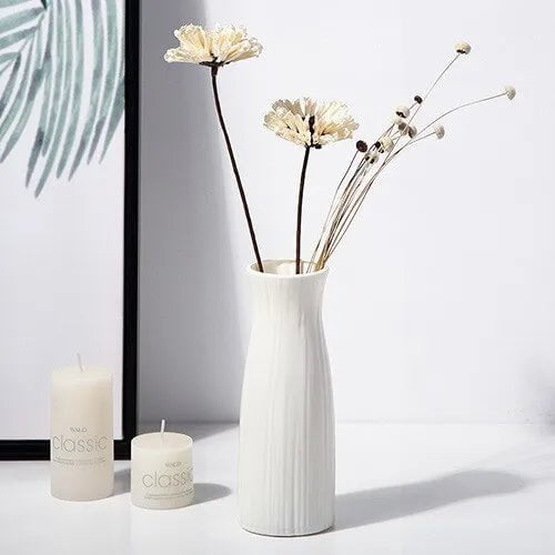 Storazone White-A-L 1pc Nordic Plastic Vase Simple Small Fresh Flower Pot Storage Bottle for Flowers Living Room Modern Home Decorations Ornaments